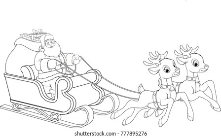 5,275 Santa And Sleigh Outline Images, Stock Photos & Vectors ...