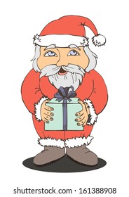 vector illustration of Santa Claus with a gift in their hands