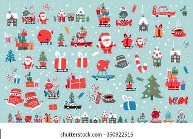 Vector Illustration Of Santa Claus With Gifts For Children