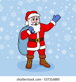 Vector illustration of Santa Claus with gifts