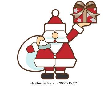 Vector illustration of Santa Claus to give a present
