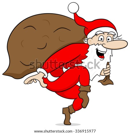 vector illustration of a santa claus goes on tiptoe