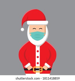 Vector Illustration Santa Claus Half Body With Use Mask Design