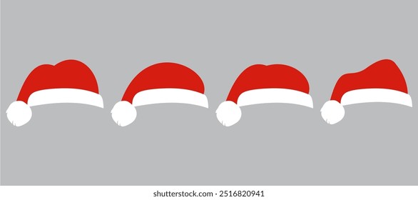 Vector illustration of santa claus hat. chrismas hat set.