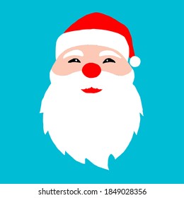 Vector illustration of santa claus head, cute christmas day, icon signs and symbols