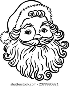 Vector illustration of Santa Claus head one line