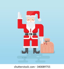 Vector Illustration of Santa Claus with his bag in flat style