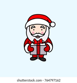 Vector illustration of Santa Claus holding gift