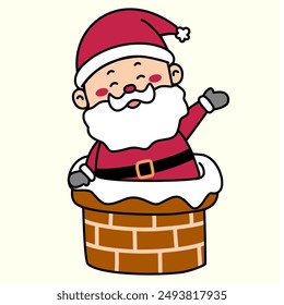 Vector illustration of santa claus , isolated on light yellow background