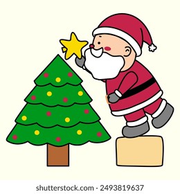 Vektorillustration des Weihnachtsmannes, isoliert auf hellgelbem Hintergrund