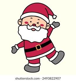 Vector illustration of santa claus , isolated on light yellow background