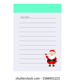 Vector illustration of a Santa Claus letter template for Christmas time.