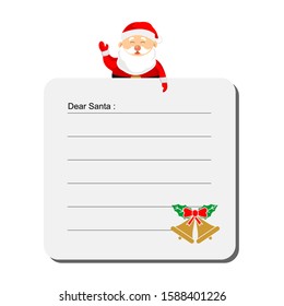 Vector illustration of a Santa Claus letter template for Christmas time.