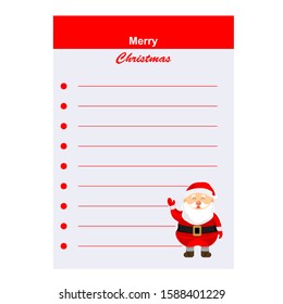 Vector illustration of a Santa Claus letter template for Christmas time.