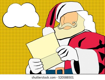 Vector illustration of Santa Claus made in a pop art style. Pop Art Santa.