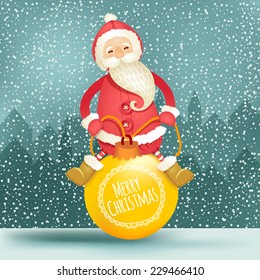 Vector illustration with Santa Claus. "Merry Christmas."