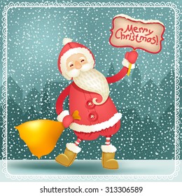 Vector illustration with Santa Claus. "Merry Christmas."