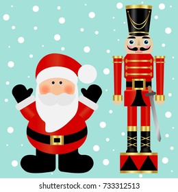 Vector illustration of a a Santa Claus and nutcracker with sword