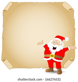 vector illustration of santa claus and old parchment 