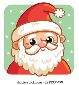 Vector illustration with santa claus on a green background. Vector Set on a Christmas theme in a cartoon style.