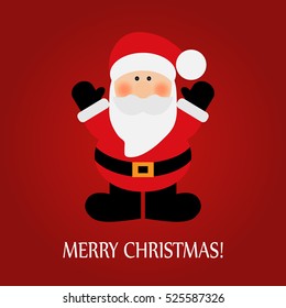 Vektorillustration-Illustration eines Weihnachtsmannes auf rotem Hintergrund mit Text Frohe Weihnachten!