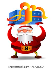 
Vector illustration of Santa Claus on a white background. Santa is holding a gift.