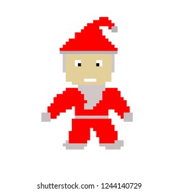 vector illustration of santa claus in pixel style