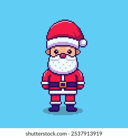 Vector Illustration of Santa Claus with Pixel Art Design, perfect for game assets themed designs