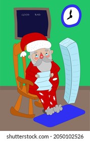 
vector illustration of Santa Claus reading letters