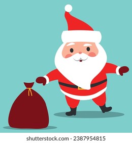 Vector illustration. Santa Claus in a red suit with a beard.