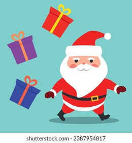 Ilustración vectorial. Santa Claus con traje rojo y barba.