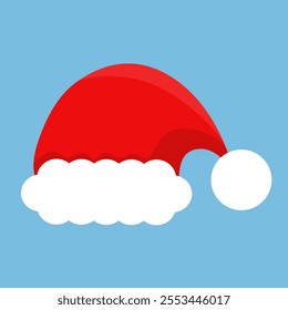 Vector illustration of Santa Claus red hat with white pompom
