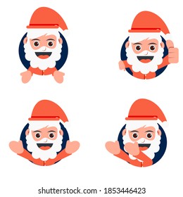 ilustración vectorial de Santa Claus set avatar con diferentes expresiones de mano y camisa roja, perfecto para añadir a la fiesta de tus diseños para Navidad.