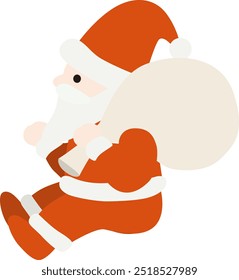 Vector illustration of Santa Claus sitting sideways