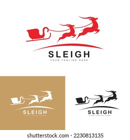 Vector illustration of santa claus sleigh and reindeer.