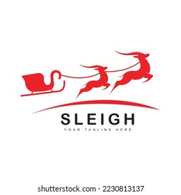 Vector illustration of santa claus sleigh and reindeer.