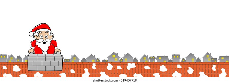 vector illustration of Santa Claus stuck in the chimney
