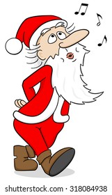 vector illustration of a santa claus who takes a walk and whistles