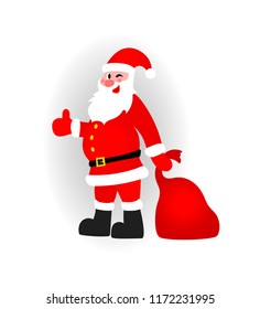 Vector illustration Santa Claus winking and thumb up.
