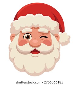 Vector illustration Santa Claus winking face cheerful christmas character suitable for greeting card festive decoration and seasonal themed projects