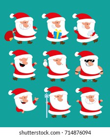 Vector illustration. A lot of Santa clauses. Christmas. Holiday
