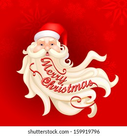 vector illustration of Santa Claus's beard forming Merry Christmas