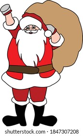 vector illustration of santa distributing christmas gifts