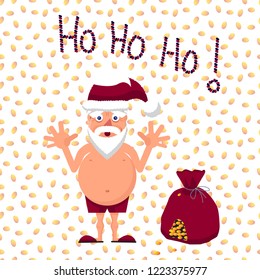 Vector illustration of Santa with gift bag full of money