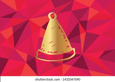 Vector Illustration of Santa Hat Icon with Red Polygon and Geometric. Graphic Design for Template, Layout, Background, Poster and More