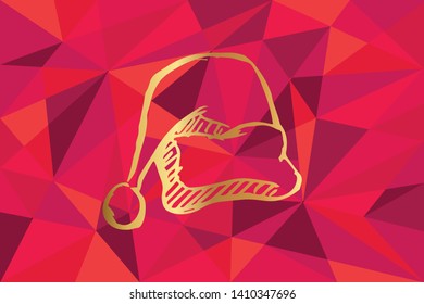 Vector Illustration of Santa Hat Icon with Red Polygon and Geometric. Graphic Design for Template, Layout, Background, Poster and More