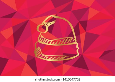 Vector Illustration of Santa Hat Icon with Red Polygon and Geometric. Graphic Design for Template, Layout, Background, Poster and More