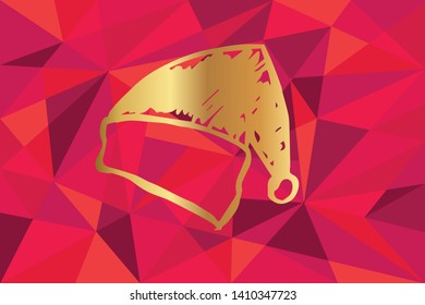 Vector Illustration of Santa Hat Icon with Red Polygon and Geometric. Graphic Design for Template, Layout, Background, Poster and More