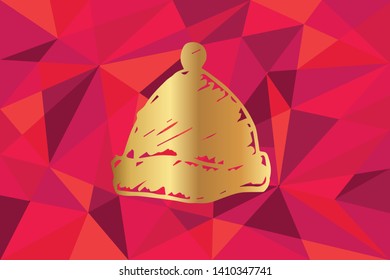 Vector Illustration of Santa Hat Icon with Red Polygon and Geometric. Graphic Design for Template, Layout, Background, Poster and More