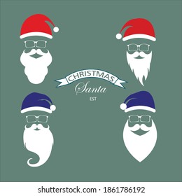 vector illustration of santa hat and mustache beard on christmas day